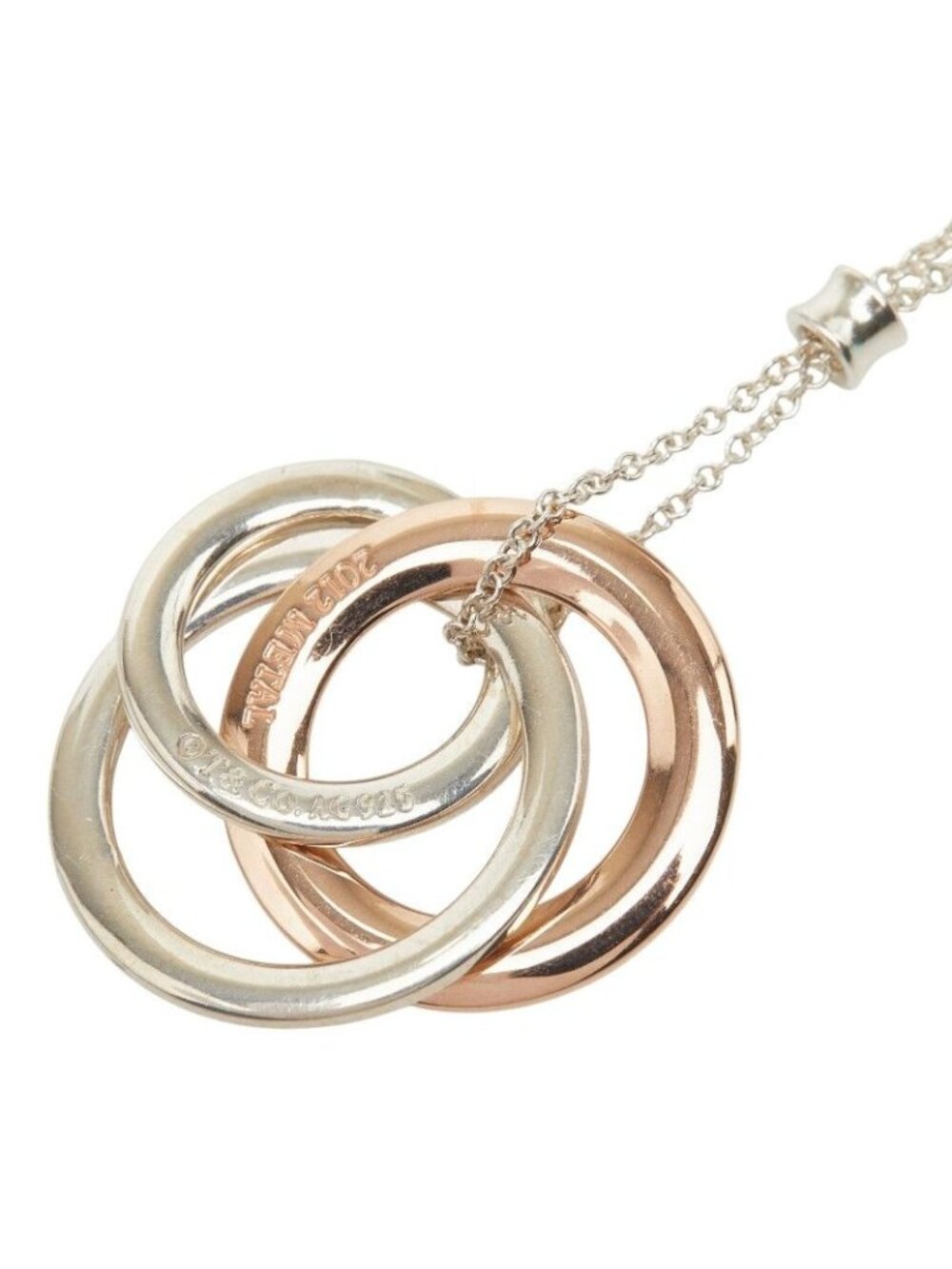 Tiffany & Co 1837 Interlocking Circle Necklace Silver Gold Rubedo